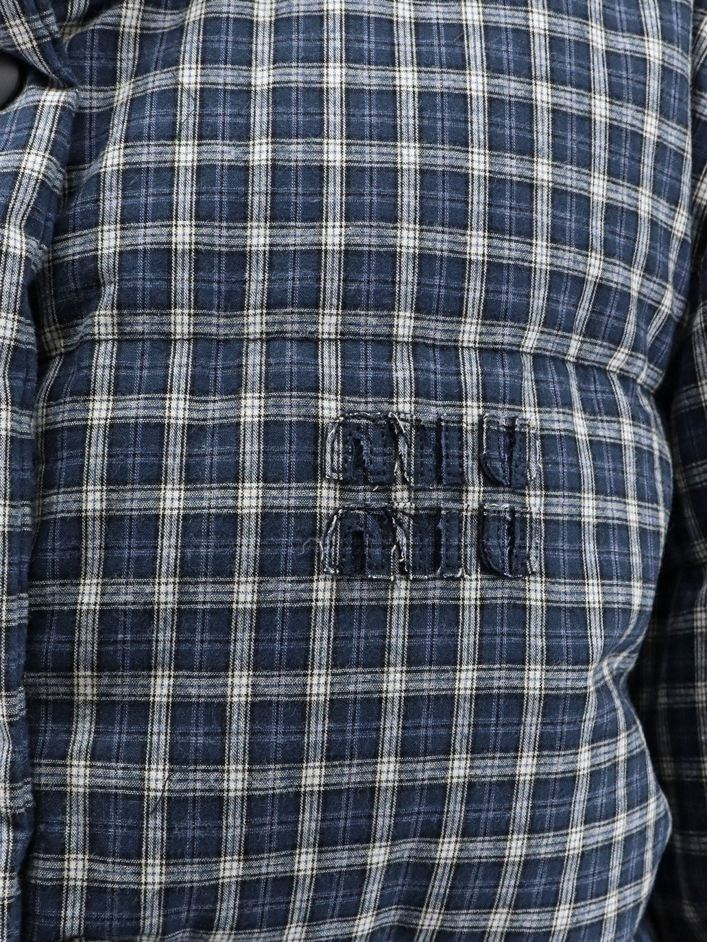 Reversible madras flannel down jacket