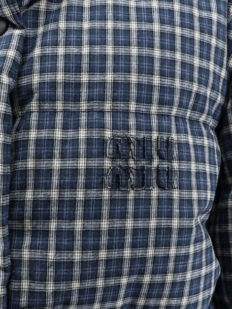 Reversible madras flannel down jacket