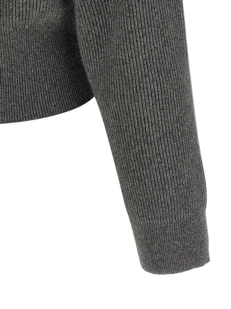 Brunello Cucinelli Ribbed cardigan with leather detail