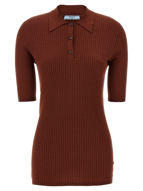 Ribbed polo shirt