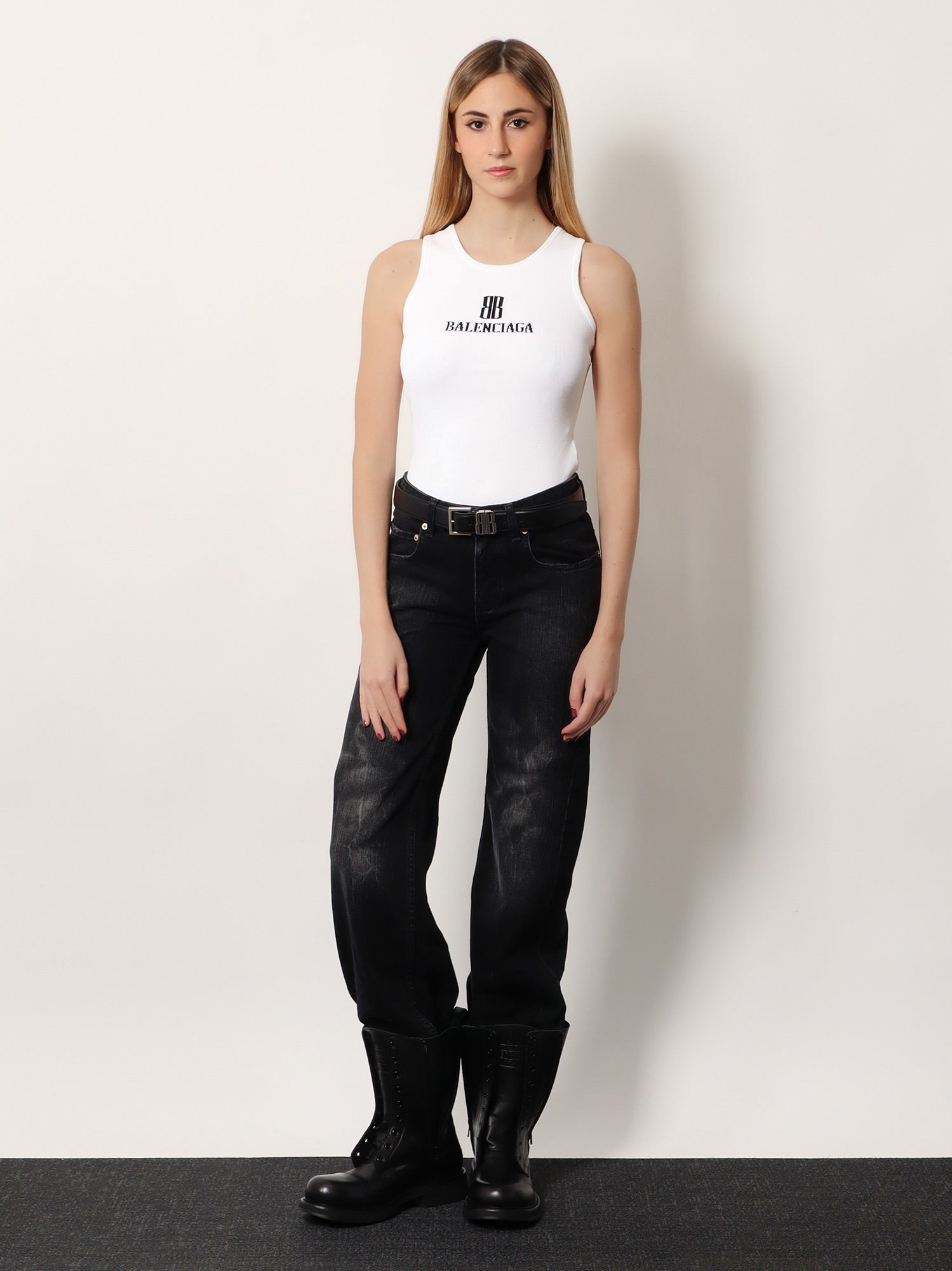 Ribbed viscose blend tank top