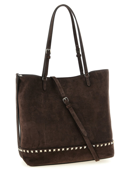 'Rockstud Medium' suede shoulder bag