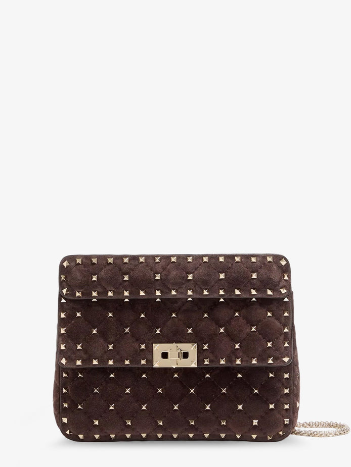 Rockstud Spike suede crossbody bag with iconic all-over studs
