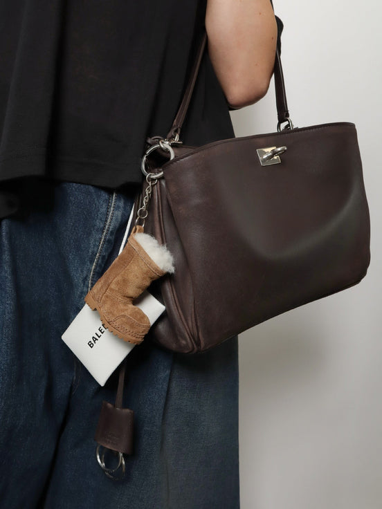 Rodeo S leather crossbody bag with vintage motif