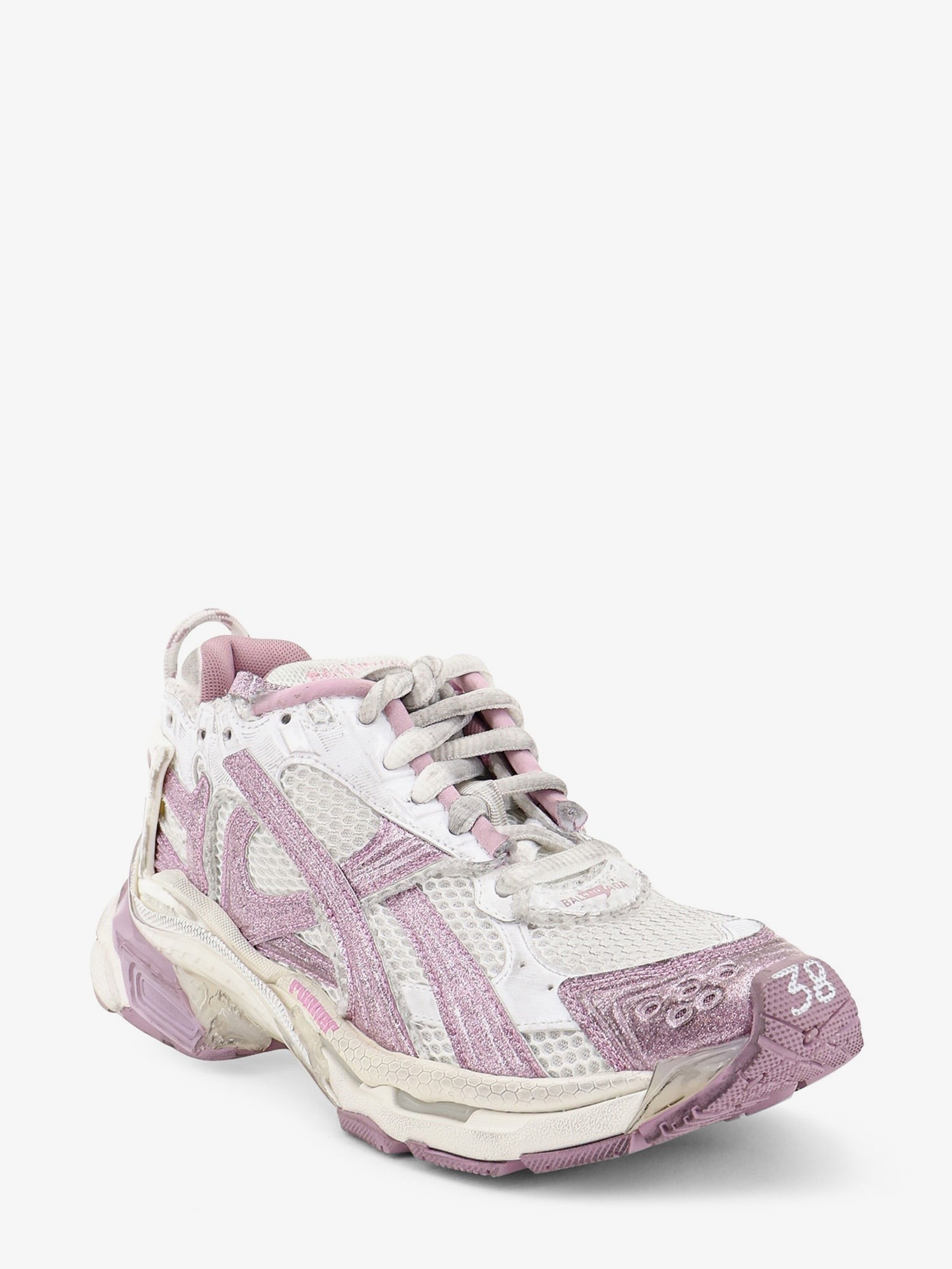 Runner mesh sneakers with glitter inserts