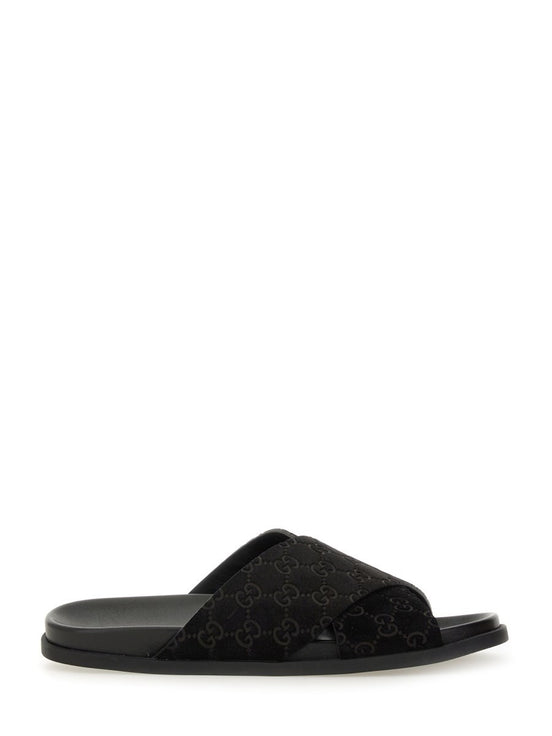 SANDAL SLIDER WITH GG PATTERN