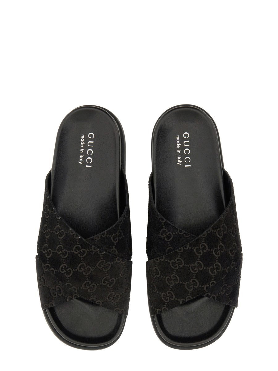 SANDAL SLIDER WITH GG PATTERN