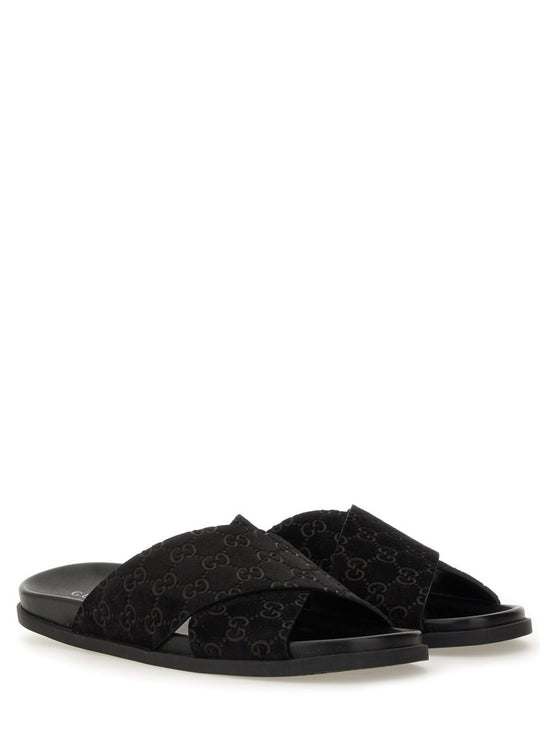 SANDAL SLIDER WITH GG PATTERN