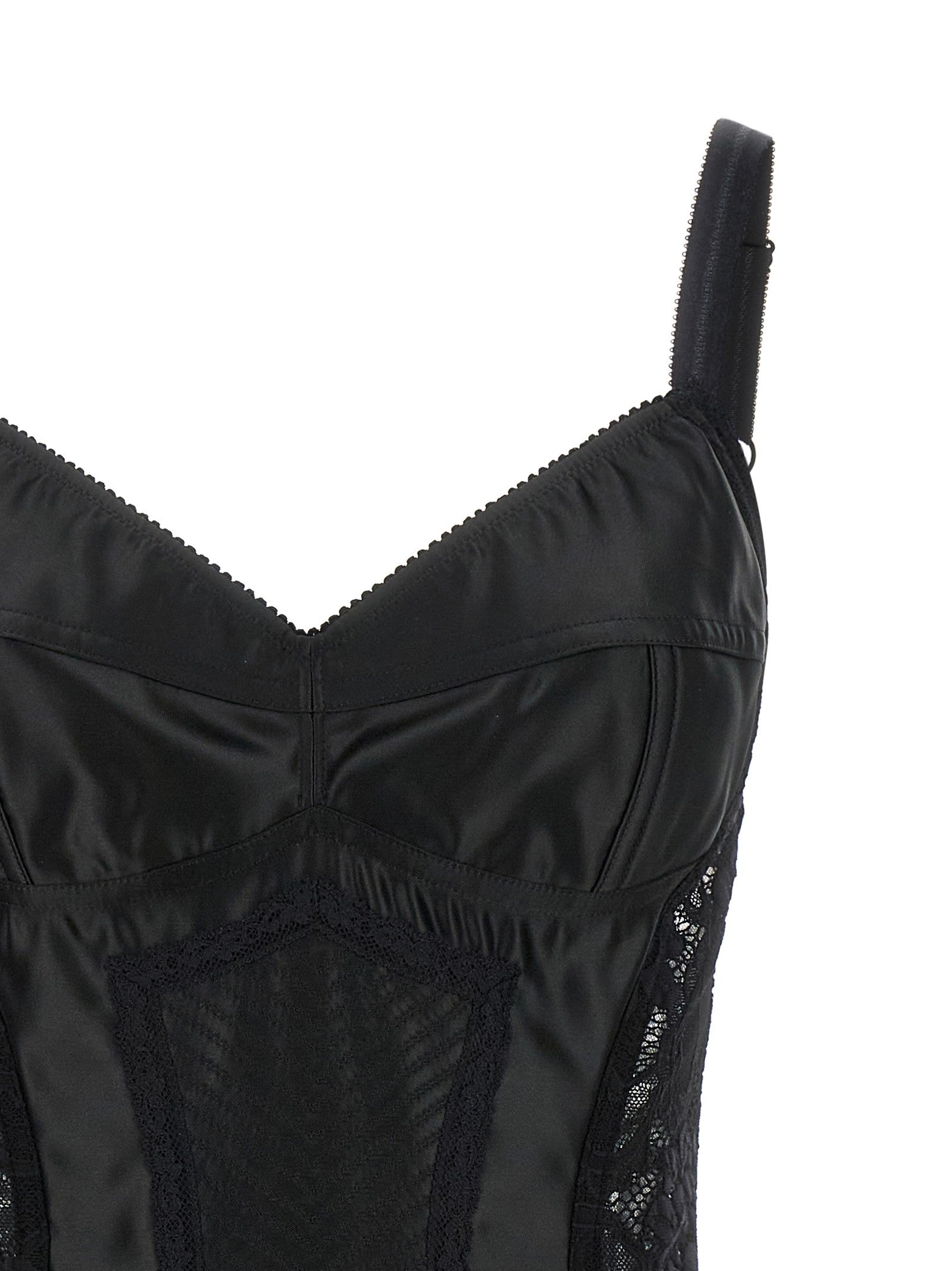 Satin and lace corsetry bodysuit