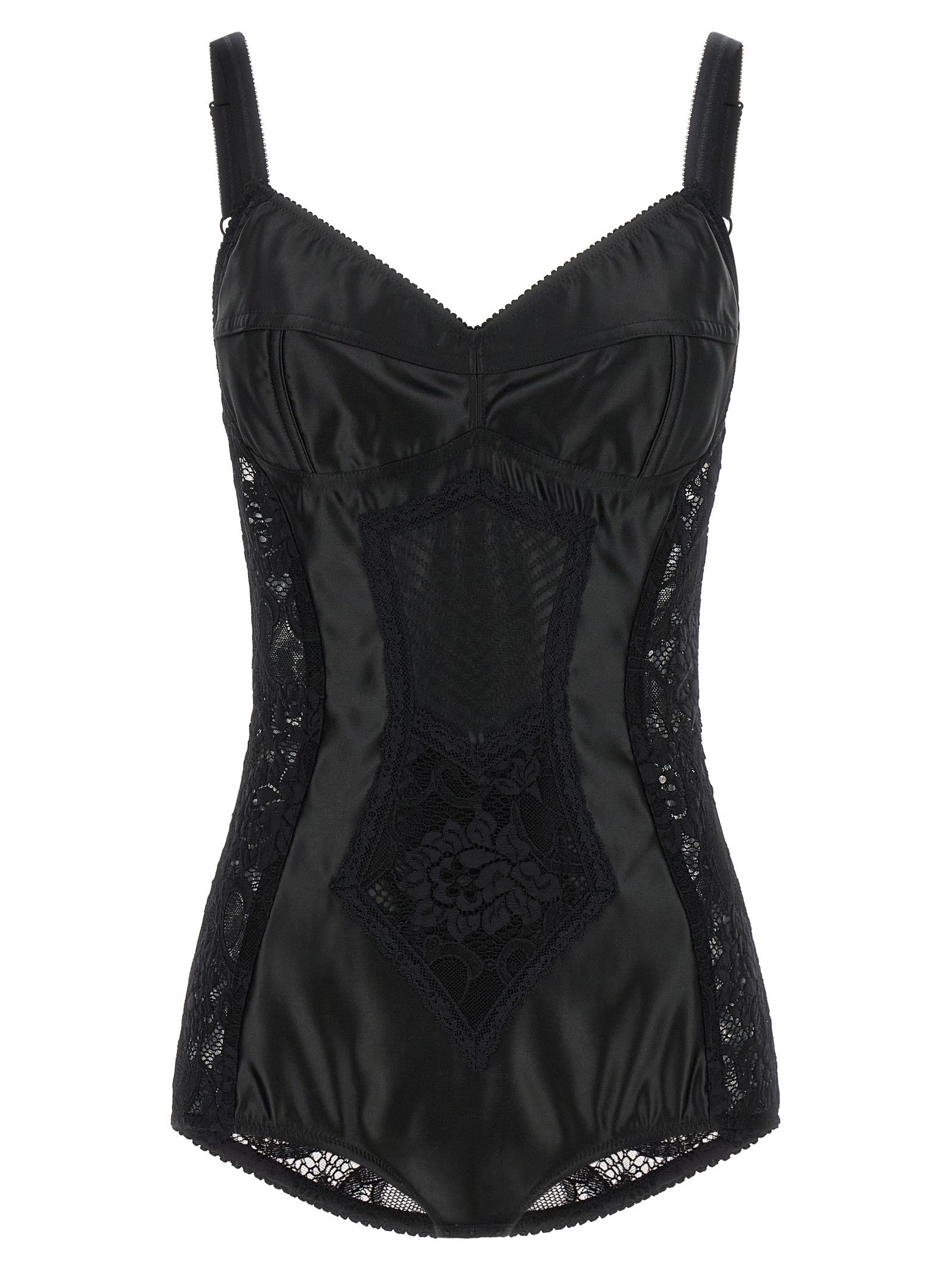 Satin and lace corsetry bodysuit