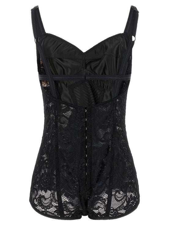 Dolce & Gabbana Satin and lace corsetry bodysuit