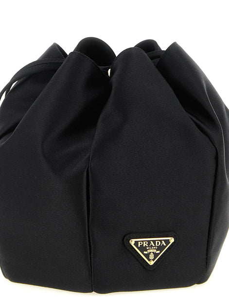 Satin mini bucket bag