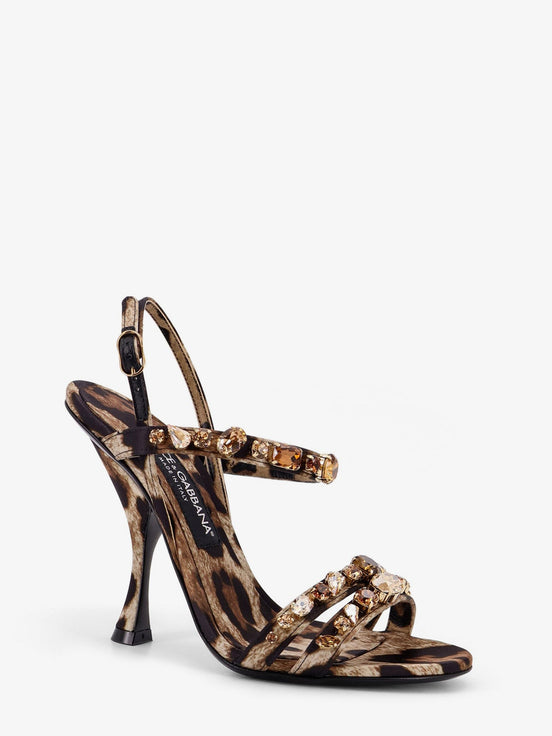 Satin sandals with animal print