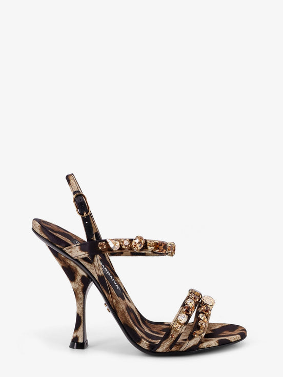Satin sandals with animal print