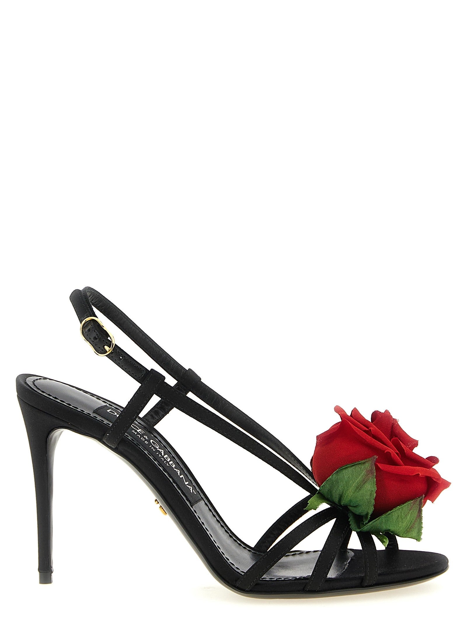 Satin sandals with flower