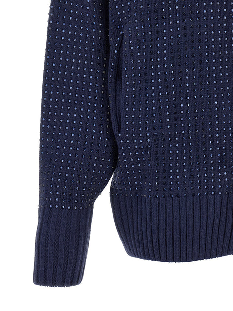Pinko 'Seicento' cardigan with rhinestones and hood