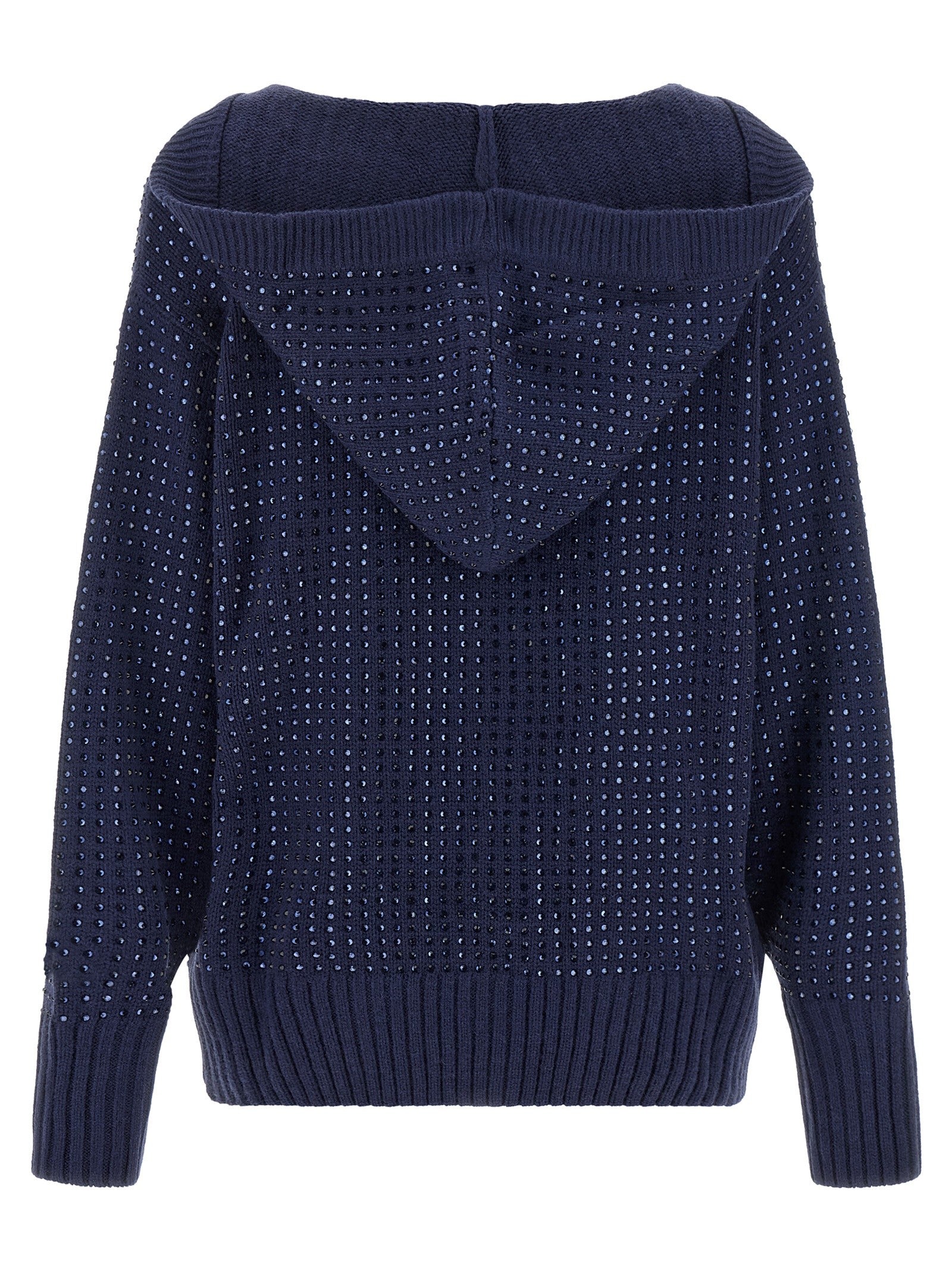 Pinko 'Seicento' cardigan with rhinestones and hood