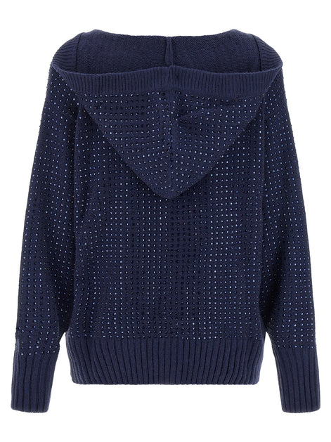 Pinko 'Seicento' cardigan with rhinestones and hood
