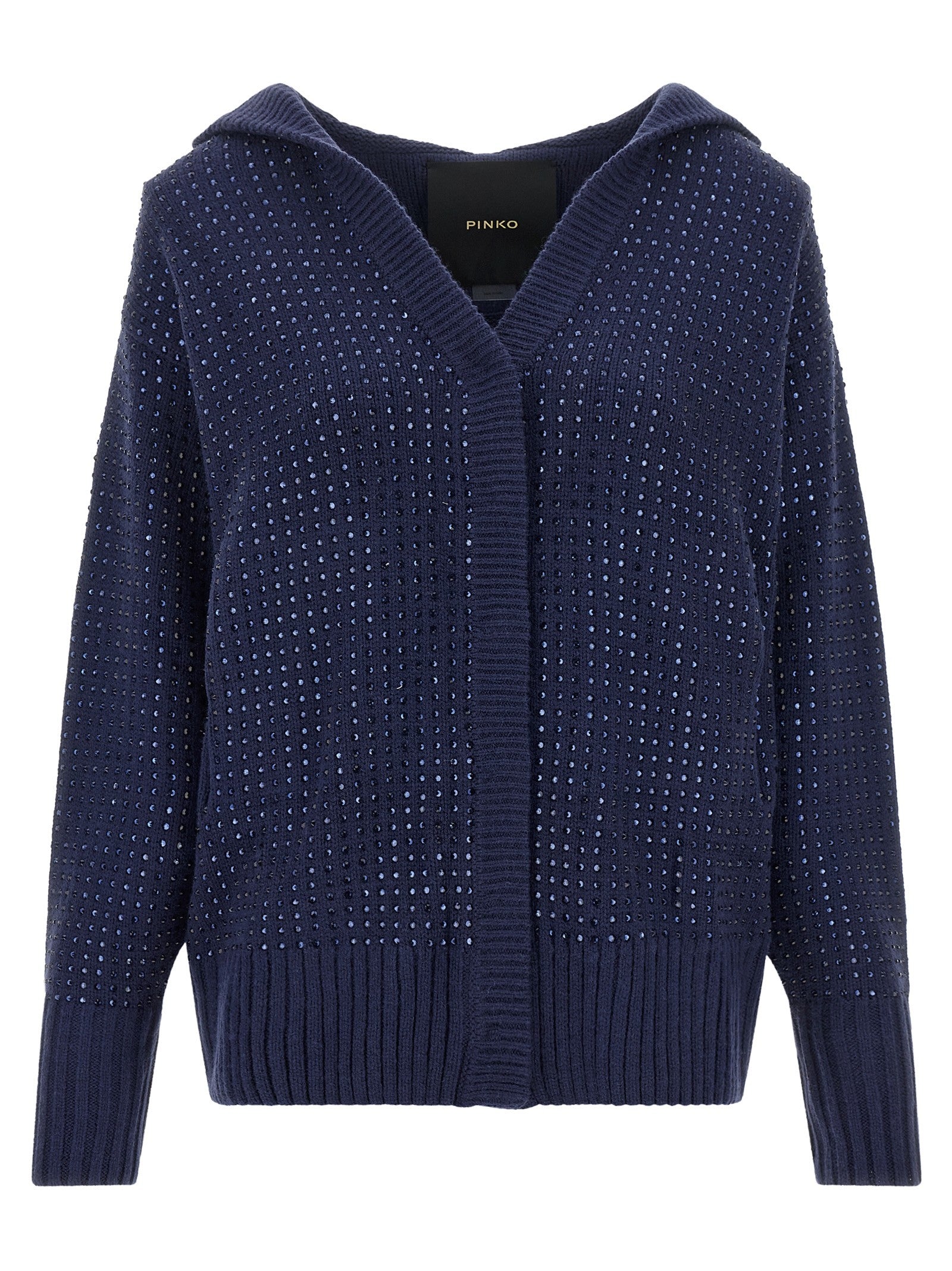 'Seicento' cardigan with rhinestones and hood