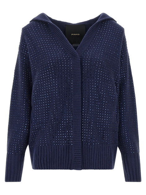 'Seicento' cardigan with rhinestones and hood