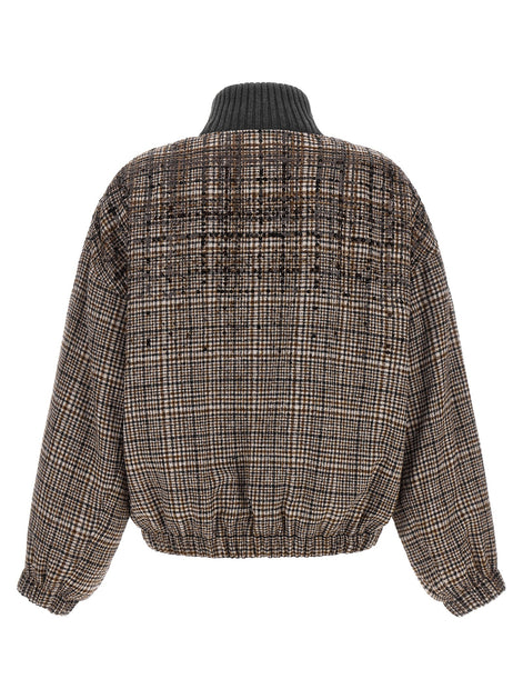 Sequin check bomber jacket