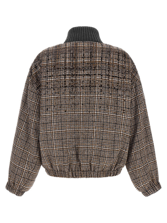 Brunello Cucinelli Sequin check bomber jacket