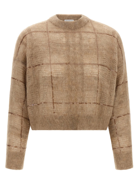 Sequin check sweater