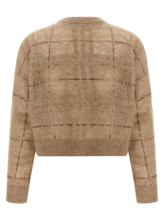 Sequin check sweater