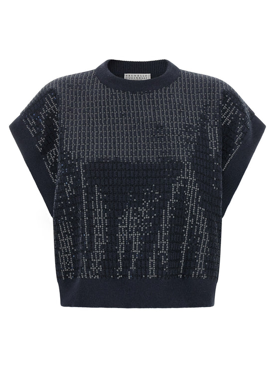 Sequin embroidered sweater