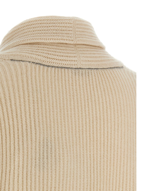 Brunello Cucinelli Shawl neck ribbed sweater