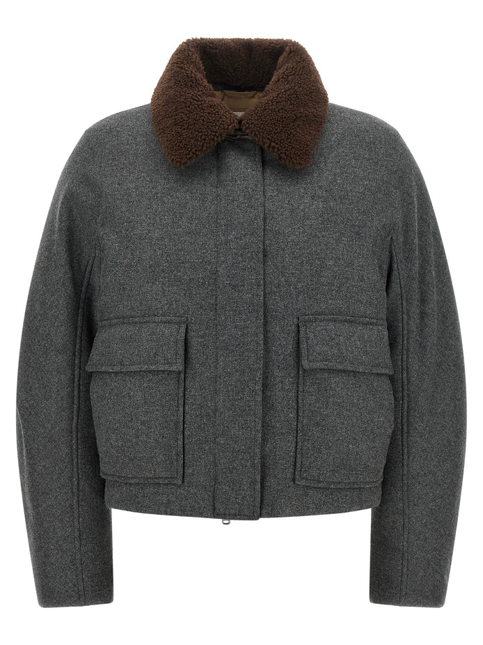 Shearling collar cropped jacket