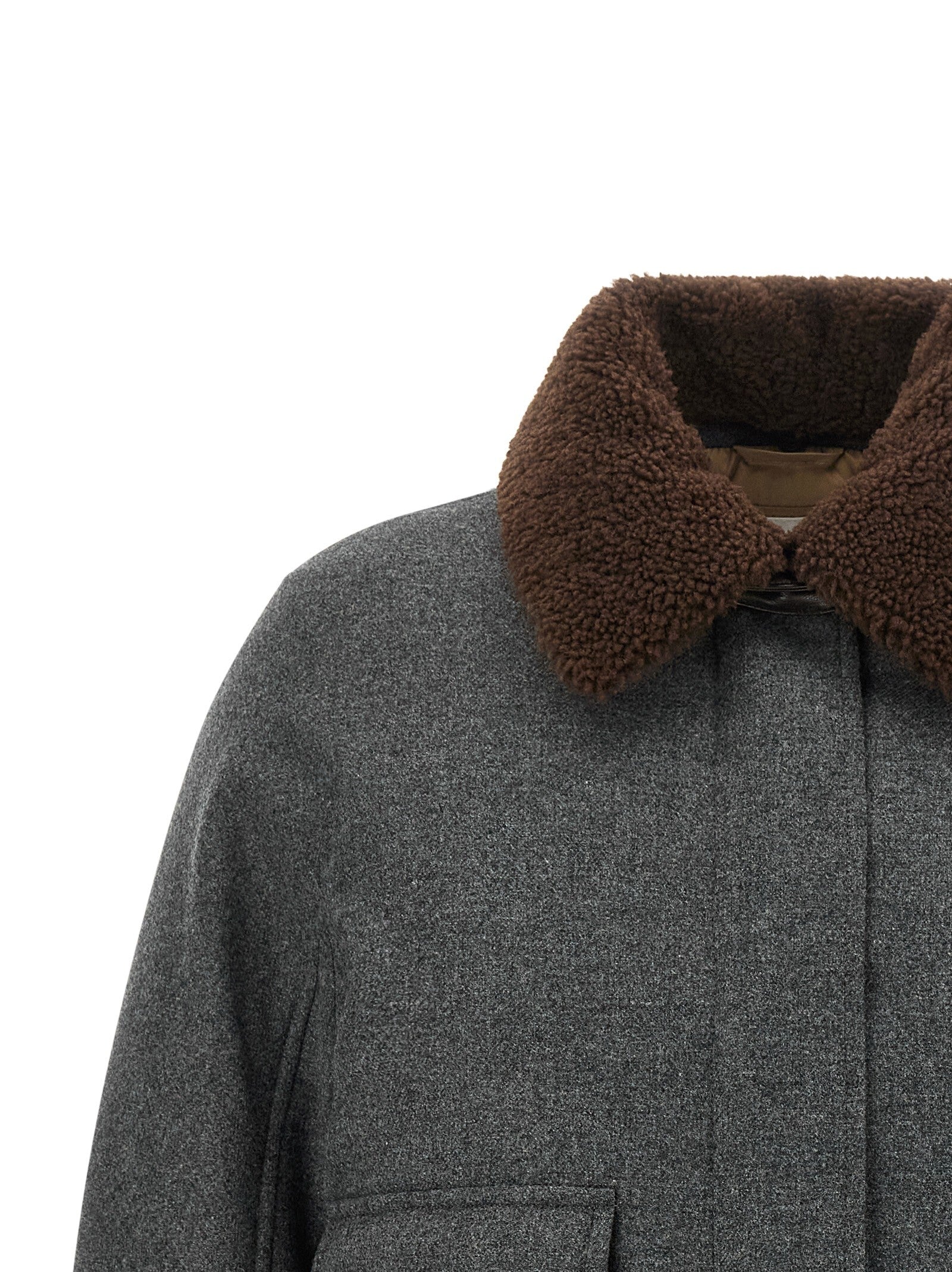 Shearling collar cropped jacket