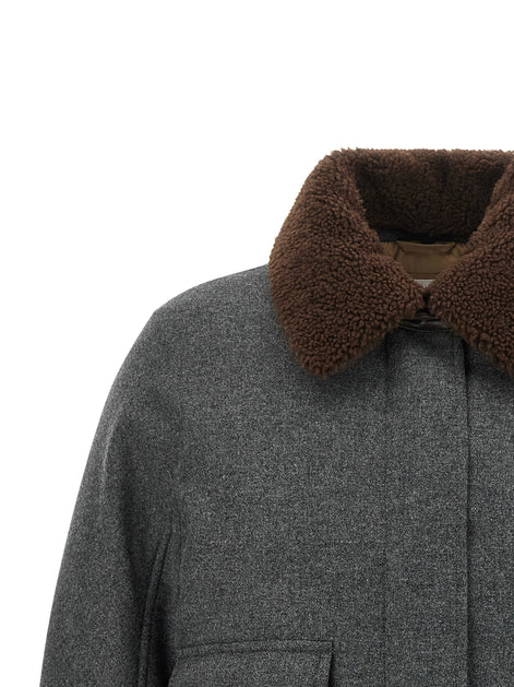 Shearling collar cropped jacket