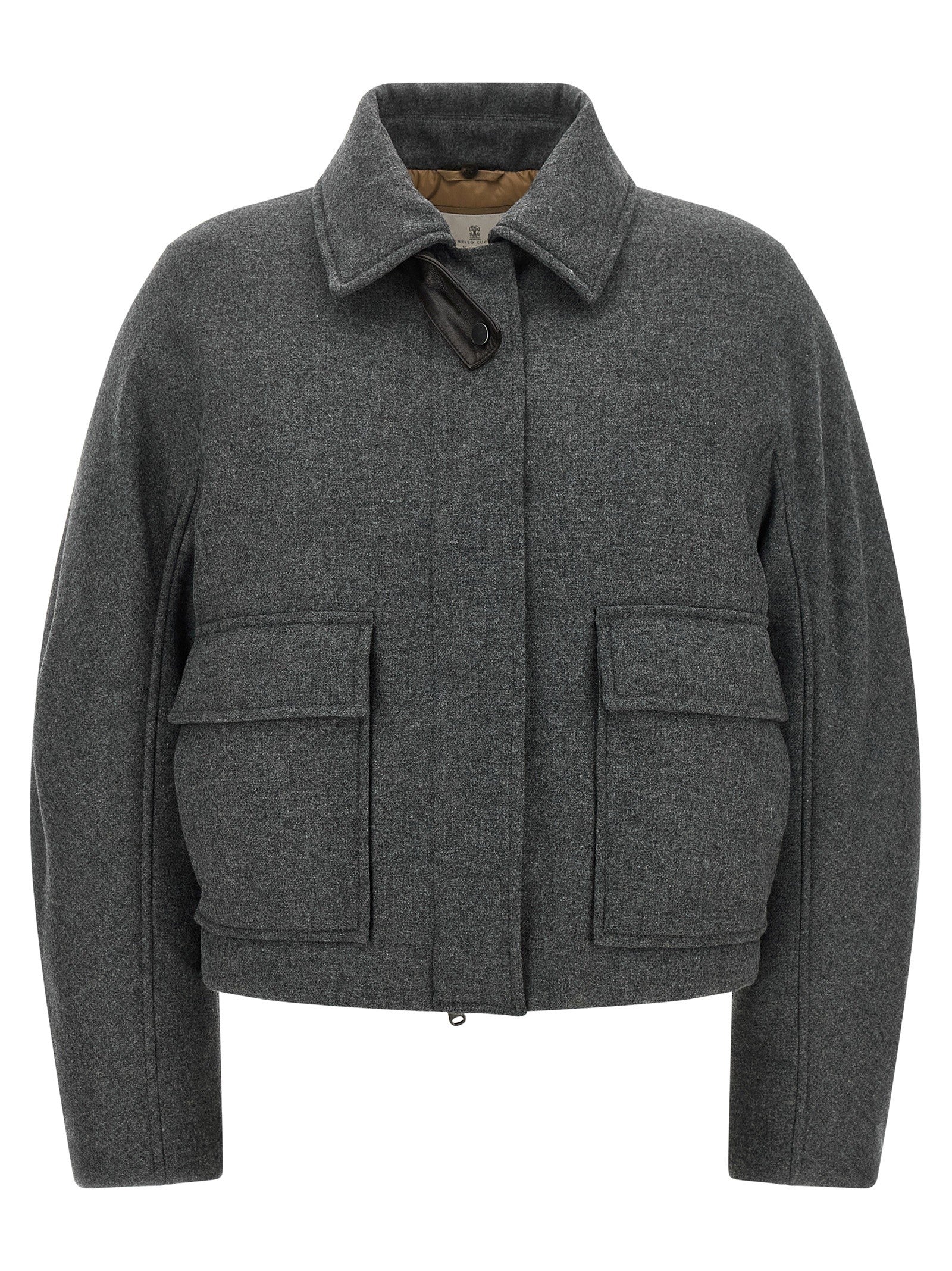 Shearling collar cropped jacket