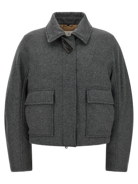 Shearling collar cropped jacket
