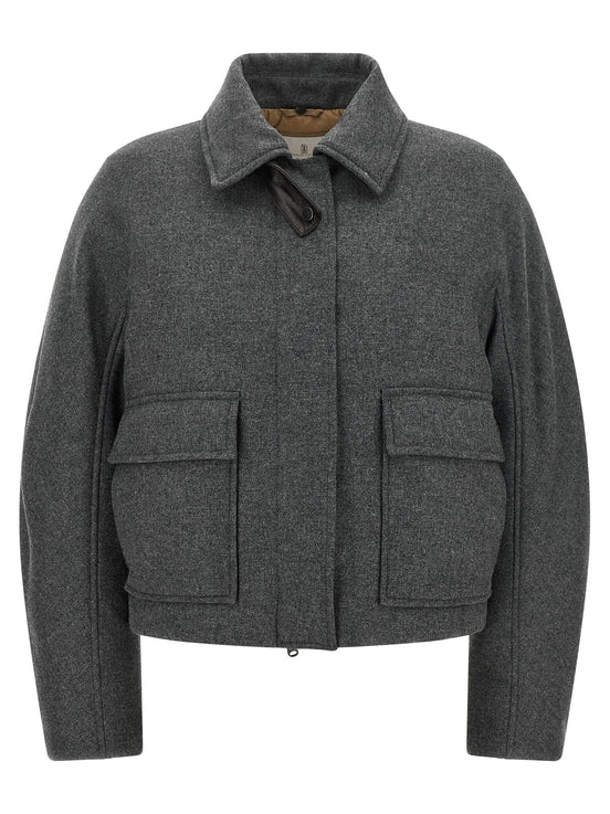 Shearling collar cropped jacket