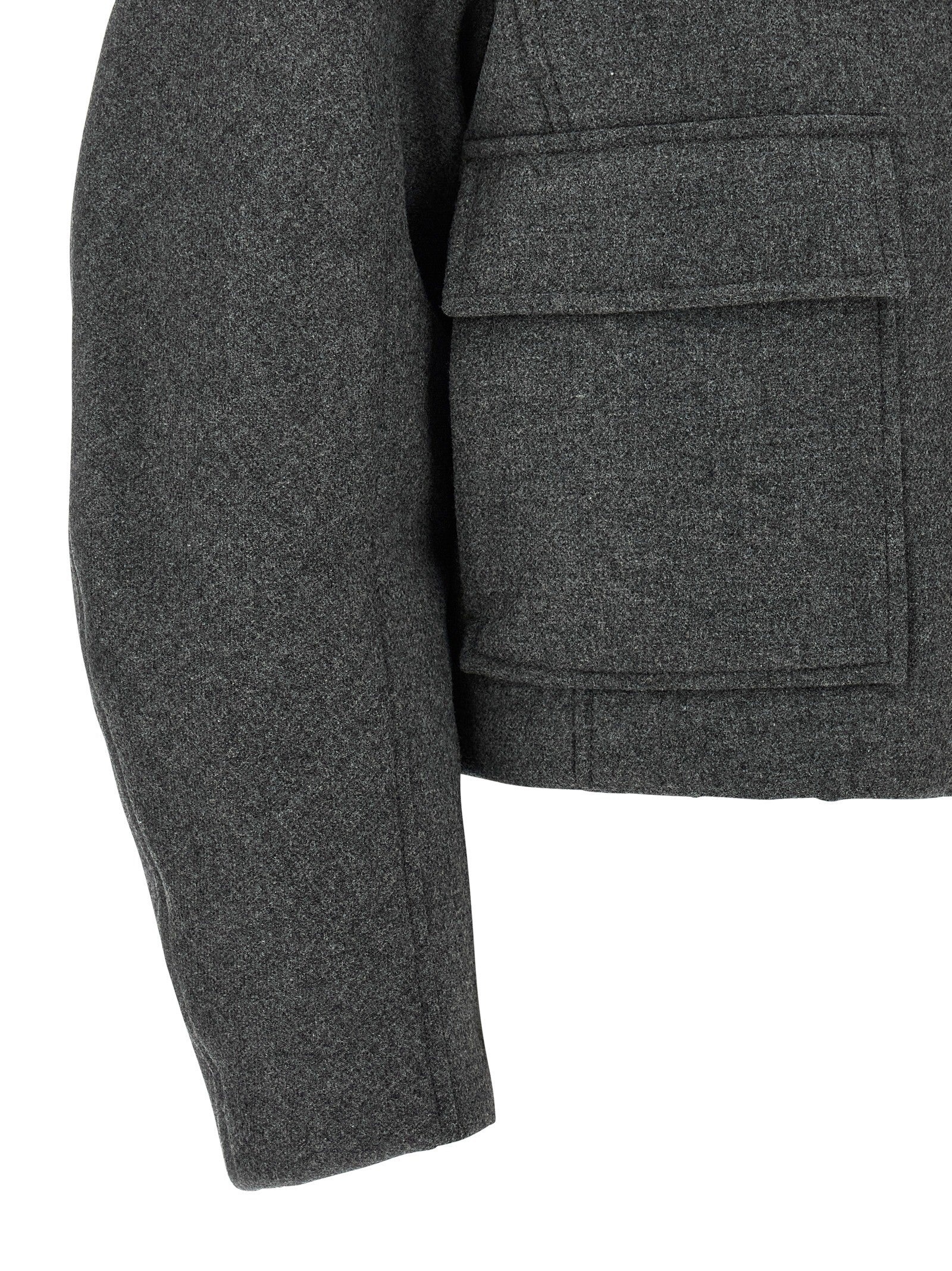 Shearling collar cropped jacket