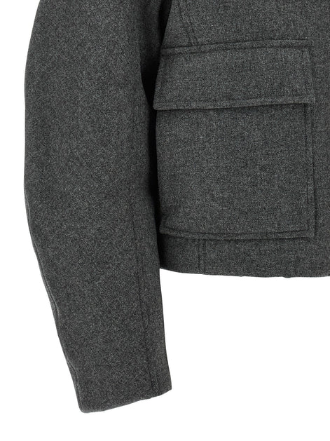 Shearling collar cropped jacket
