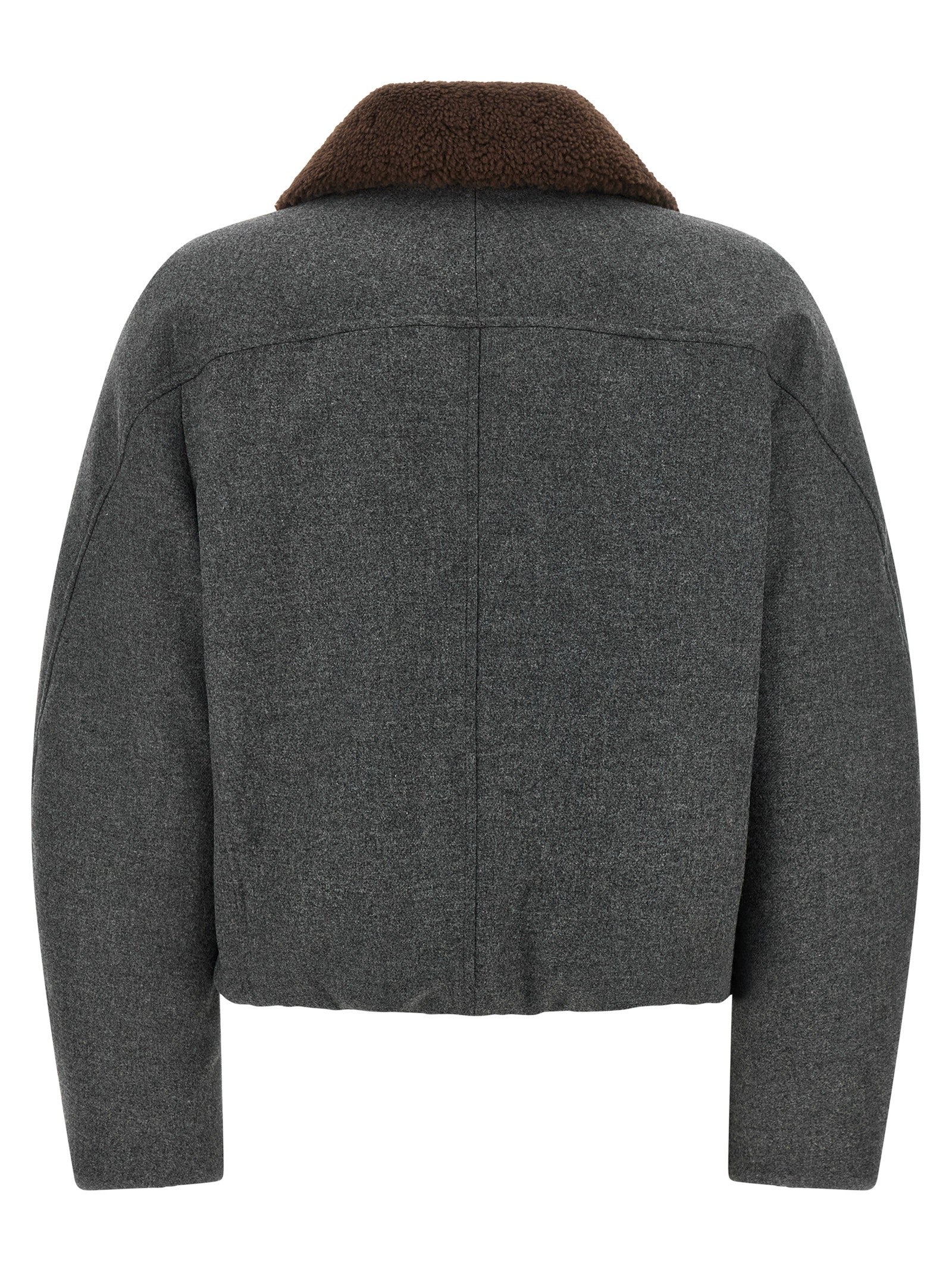 Shearling collar cropped jacket