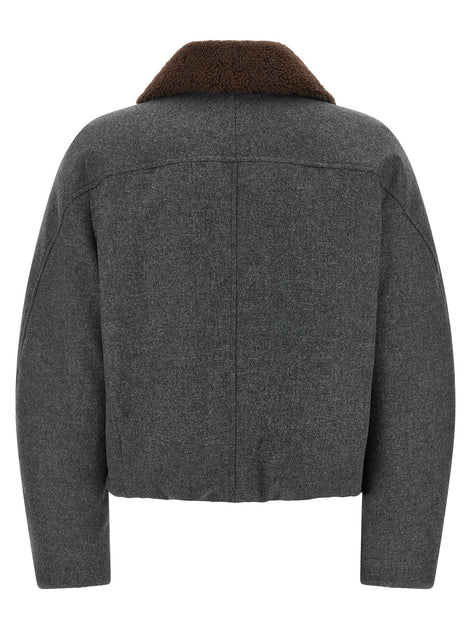 Shearling collar cropped jacket
