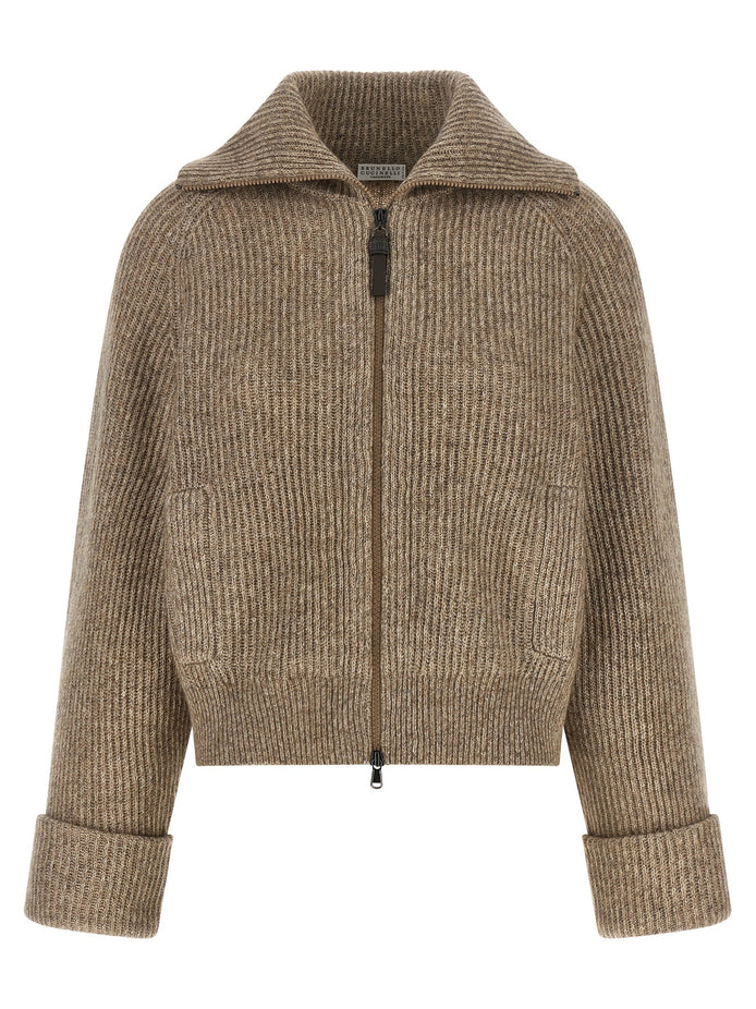 'Shiny Zipper Pull' cardigan