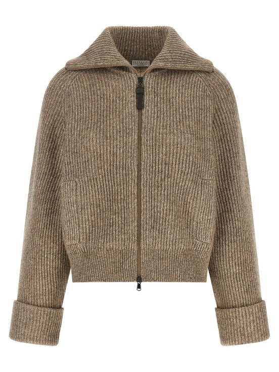 'Shiny Zipper Pull' cardigan