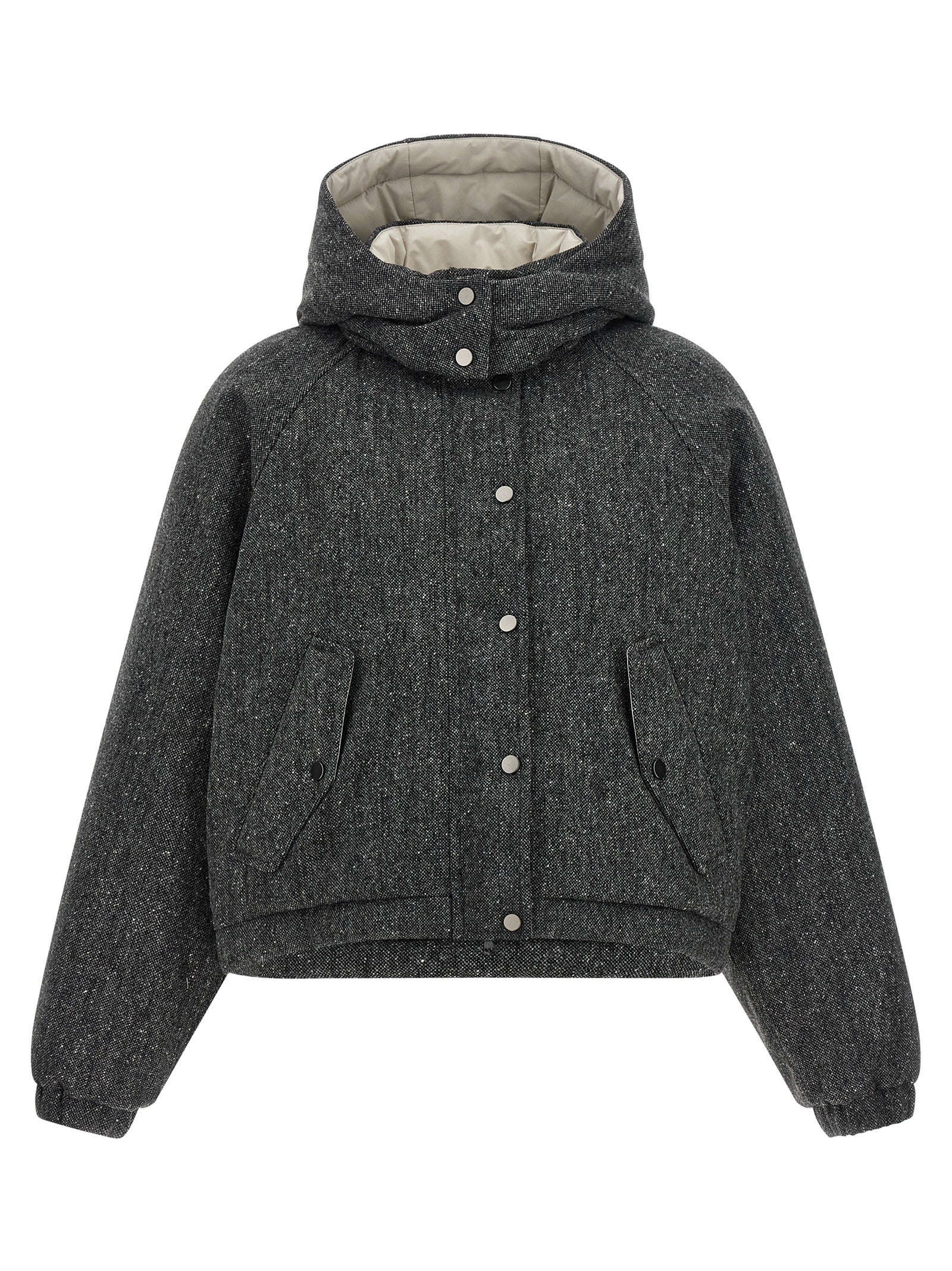 'Shiny Zipper Pull' down jacket