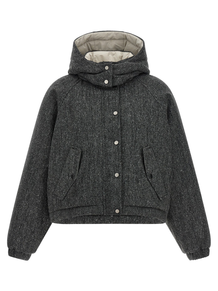 'Shiny Zipper Pull' down jacket