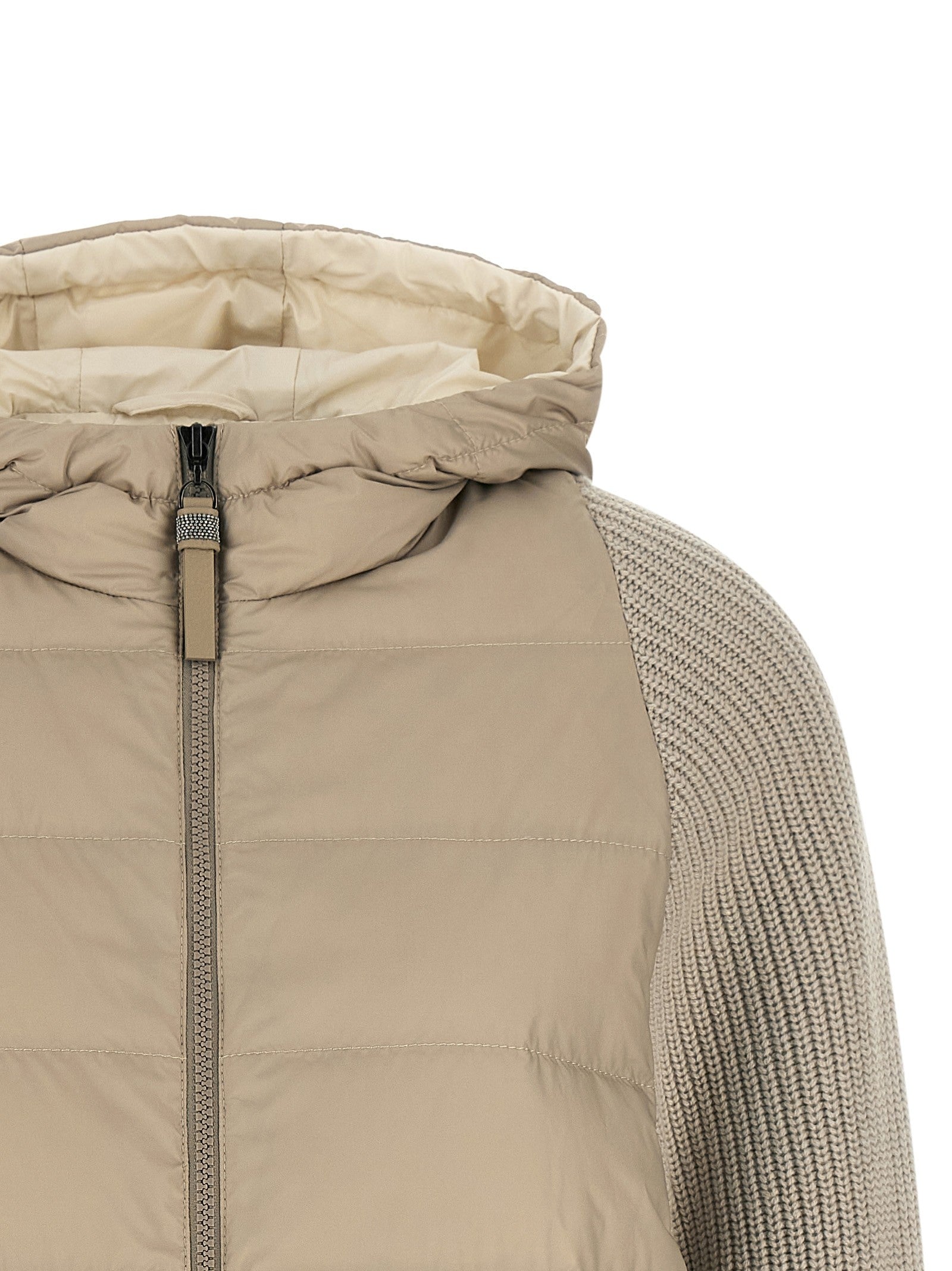 'Shiny Zipper Pull' down jacket