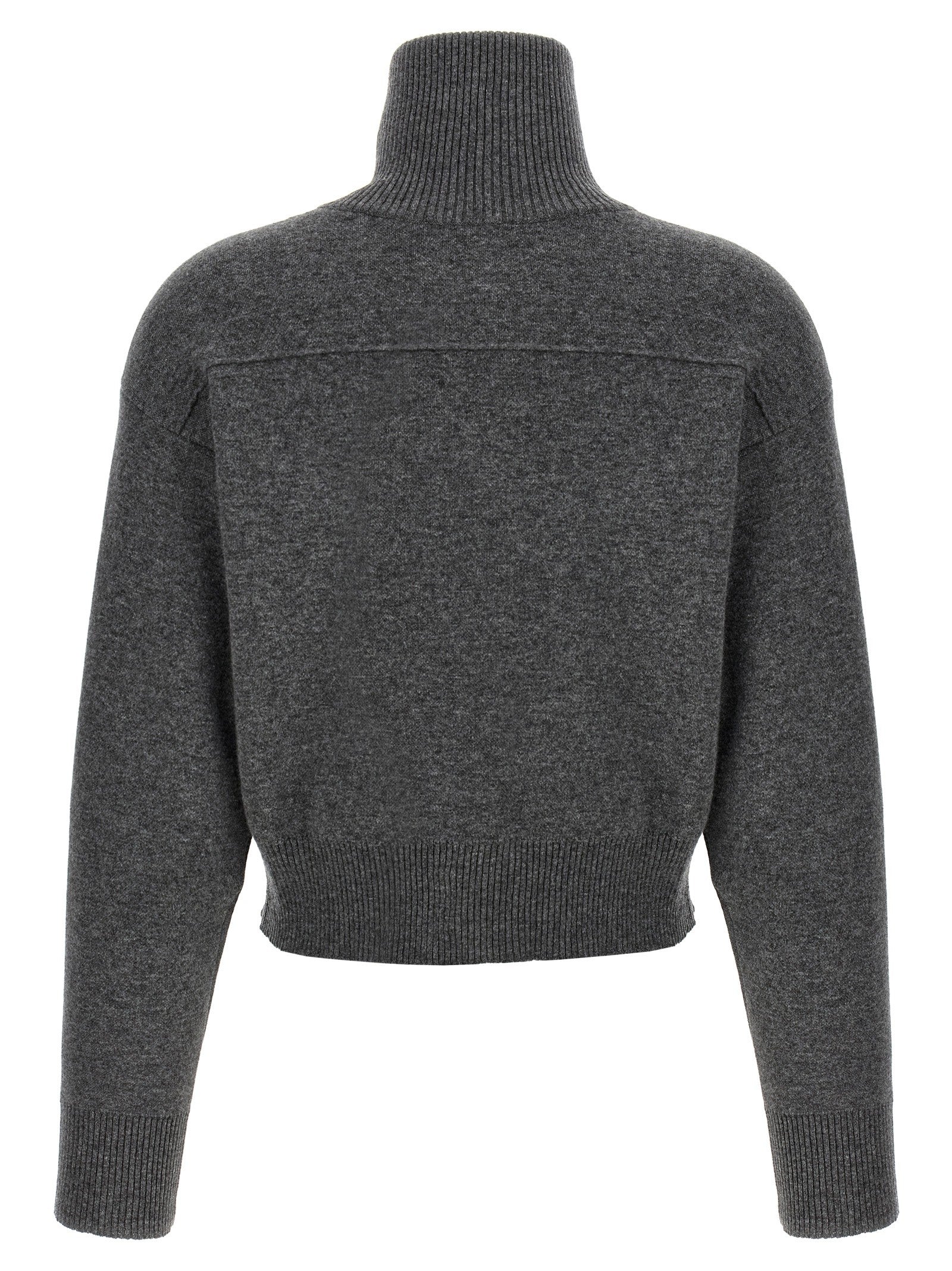 'Shiny Zipper Pull' Wool cardigan