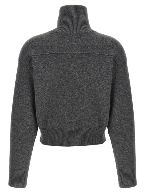 'Shiny Zipper Pull' Wool cardigan