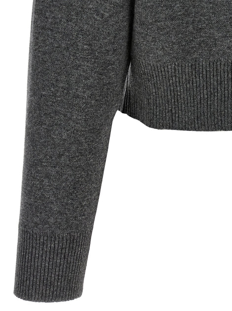'Shiny Zipper Pull' Wool cardigan