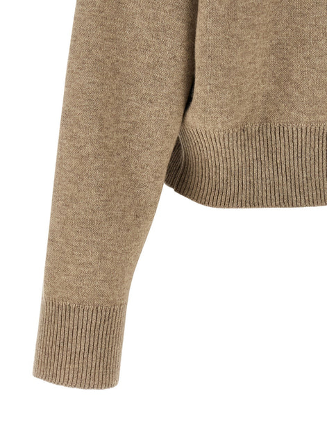 'Shiny Zipper Pull' Wool cardigan