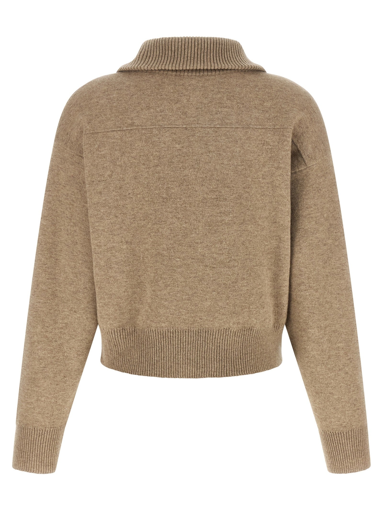 'Shiny Zipper Pull' Wool cardigan